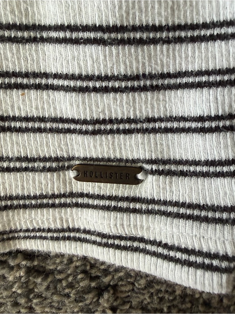 Hollister Black & White Striped Mock Neck Long Sleeve Top - Picture 3 of 5
